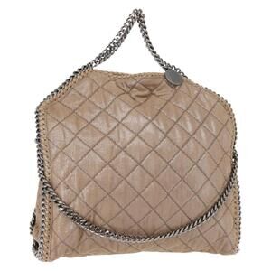 Stella MacCartney Chain Falabella Bag Polyester Beige Silver 234387 Auth mr1527